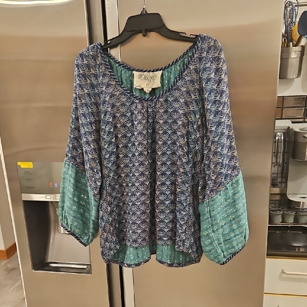 💕ACE & JIG💕 Heather Top Reversible ~ Kenti/Kasuri Print Medium - Picture 4 of 13